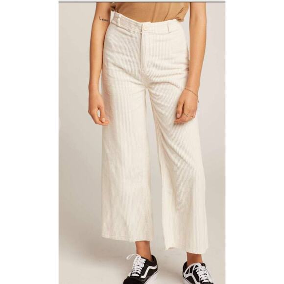 Amuse Society Winter White Wide Corduroy Back Pocket Ankle Flare Pants 27 - Picture 14 of 14